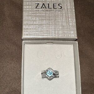 Zales sterling silver blue topaz/ white sapphire